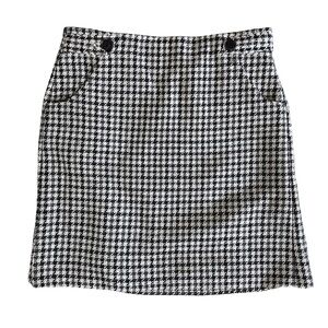 Ann Taylor Wool Houndstooth Skirt Size 0P Classic Tweed Preppy w/ Pockets Y2K